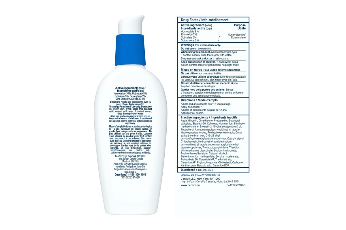 CeraVe AM Facial Moisturizing Lotion SPF 50 - manufacturer product image (Wearing Sunscreen Under Makeup)