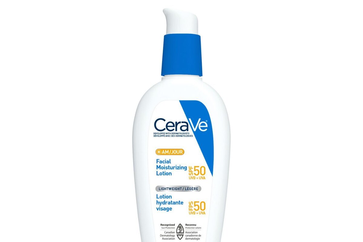 CeraVe AM Facial Moisturizing Lotion SPF 50 - manufacturer product image (Choosing Sunglasses, Hats and Clothing)