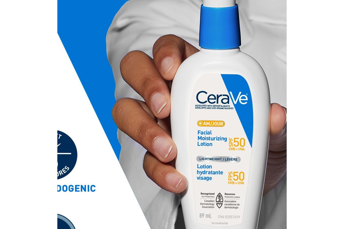 CeraVe AM Facial Moisturizing Lotion SPF 50 - manufacturer product image (Chemical vs Mineral)