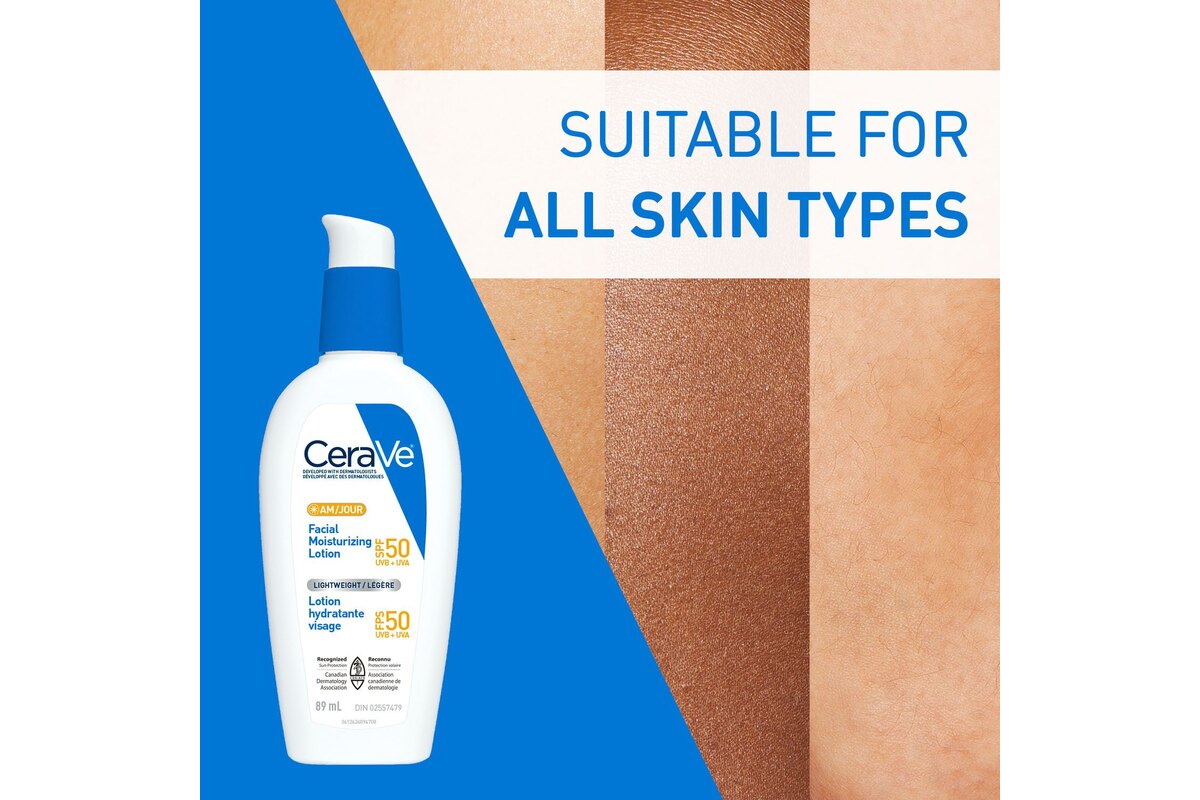 CeraVe AM Facial Moisturizing Lotion SPF 50 - manufacturer product image (Reading the Product Images)