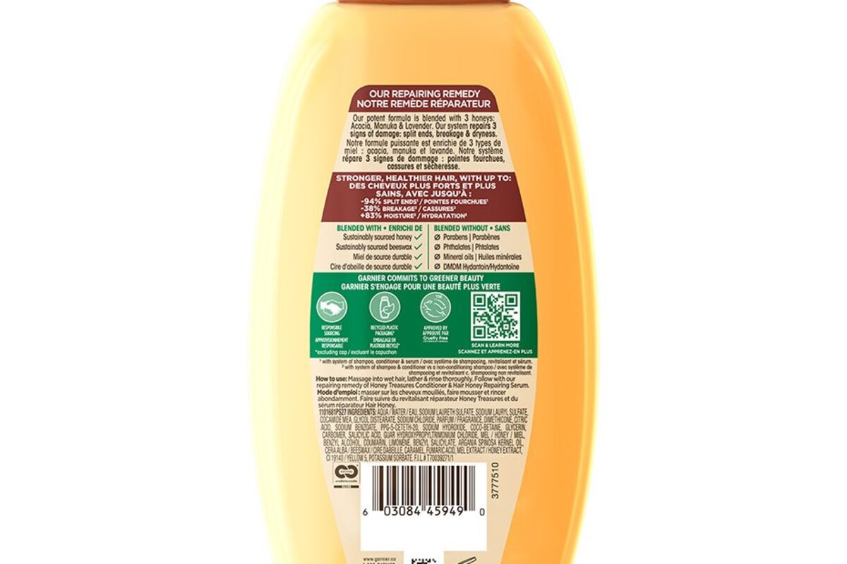 Garnier Whole Blends Honey Treasures Shampoo - manufacturer product image (Use the Scalp Massage and Rinse Properly)